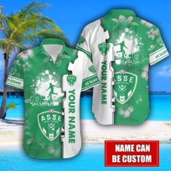 AS Saint-Étienne Flower Tropical Hawaiian Shirt And Shorts Custom Name For Fans Summer Outfit Product Photo 2