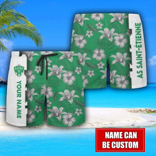 AS Saint-Étienne Flower Tropical Hawaiian Shirt And Shorts Custom Name For Fans Summer Outfit Product Photo 3