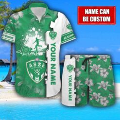AS Saint-Étienne Flower Tropical Hawaiian Shirt And Shorts Custom Name For Fans Summer Outfit Product Photo 1