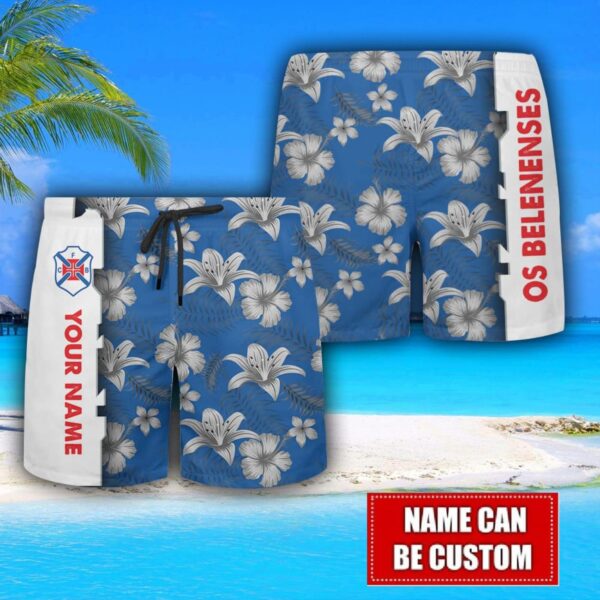 Belenenses Flower Tropical Hawaiian Shirt And Shorts Custom Name For Fans Summer Outfit Product Photo 3