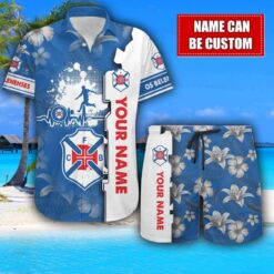 Belenenses Flower Tropical Hawaiian Shirt And Shorts Custom Name For Fans Summer Outfit Product Photo 1