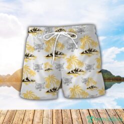 Bobcat Yellow Coconut Pattern Combo 3D Hawaiian Shirt And Shorts Product Photo 2