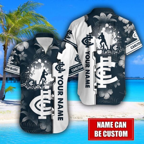 Carlton Blues Flower Tropical Hawaiian Shirt And Shorts Custom Name For Fans Summer Outfit Product Photo 2