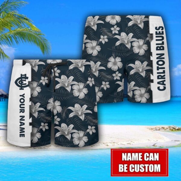 Carlton Blues Flower Tropical Hawaiian Shirt And Shorts Custom Name For Fans Summer Outfit Product Photo 3