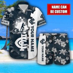 Carlton Blues Flower Tropical Hawaiian Shirt And Shorts Custom Name For Fans Summer Outfit Product Photo 1