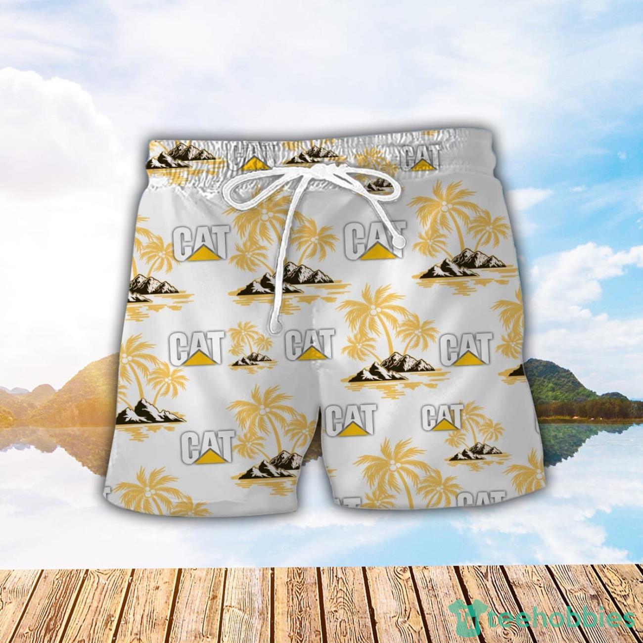 Caterpillar Inc Yellow Coconut Pattern Combo 3D Hawaiian Shirt And Shorts image Caterpillar Inc Yellow Coconut Pattern Combo 3D Hawaiian Shirt And Shorts Product Photo 2