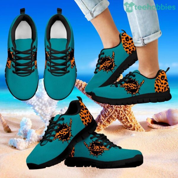 Cheetah Pattern Fabulous Miami Dolphins Sneakers Product Photo 1