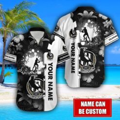 Collingwood Magpies Flower Tropical Hawaiian Shirt And Shorts Custom Name For Fans Summer Outfit Product Photo 2