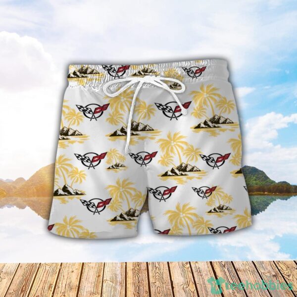 Corvette C5 Yellow Coconut Pattern Combo 3D Hawaiian Shirt And Shorts Product Photo 2
