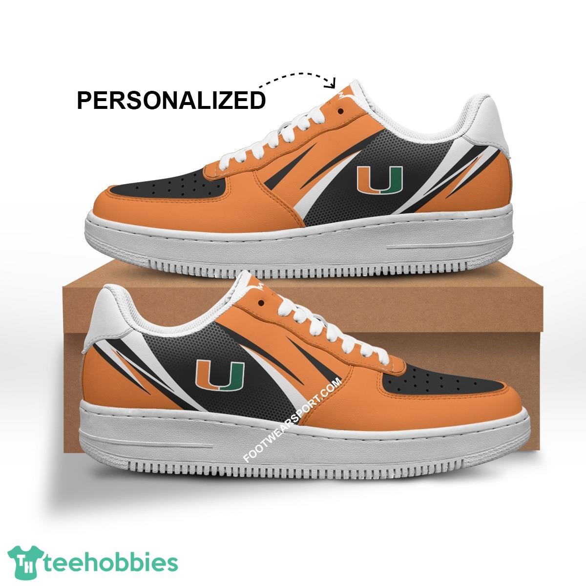 Custom Name Miami (FL) Hurricanes Air Force 1 Shoes Trending Design Gift AF1 Sneakers Fans - NCAA Miami (FL) Hurricanes Air Force 1 Shoes Personalized Style 1