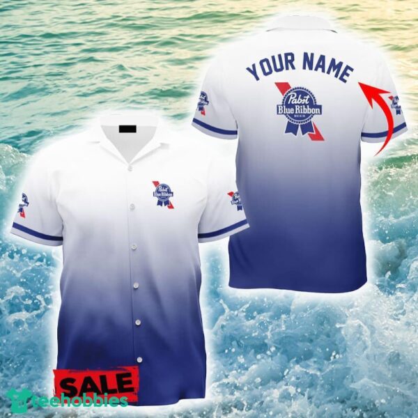 Custom Name Pabst Blue Ribbon Gradient Hawaiian Shirt Beer Holidays Summer - Custom Name Pabst Blue Ribbon Gradient Hawaiian Shirt Beer Holidays Summer