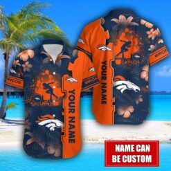 Denver Broncos Flower Tropical Hawaiian Shirt And Shorts Custom Name For Fans Summer Outfit Product Photo 2