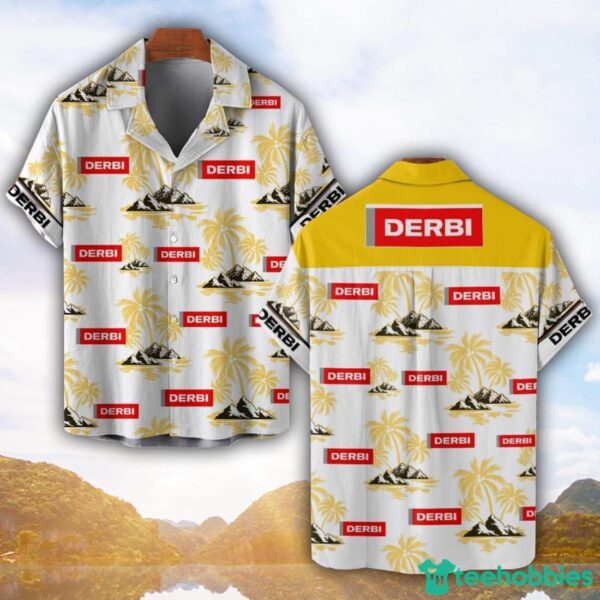 Derbi Motorcycles Yellow Coconut Pattern Combo 3D Hawaiian Shirt And Shorts Product Photo 1