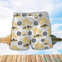 Detroit Diesel Yellow Coconut Pattern Combo 3D Hawaiian Shirt And Shorts Product Photo 2