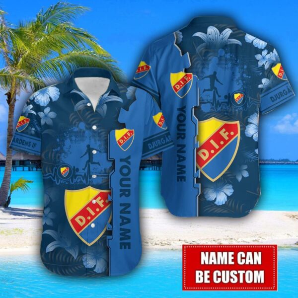 Djurgårdens IF Flower Tropical Hawaiian Shirt And Shorts Custom Name For Fans Summer Outfit Product Photo 2