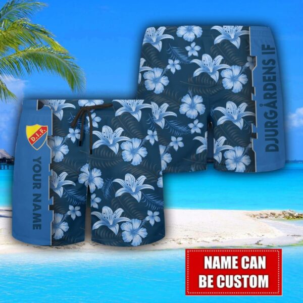 Djurgårdens IF Flower Tropical Hawaiian Shirt And Shorts Custom Name For Fans Summer Outfit Product Photo 3