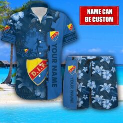 Djurgårdens IF Flower Tropical Hawaiian Shirt And Shorts Custom Name For Fans Summer Outfit Product Photo 1