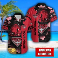 Essendon Bombers Flower Tropical Hawaiian Shirt And Shorts Custom Name For Fans Summer Outfit Product Photo 2