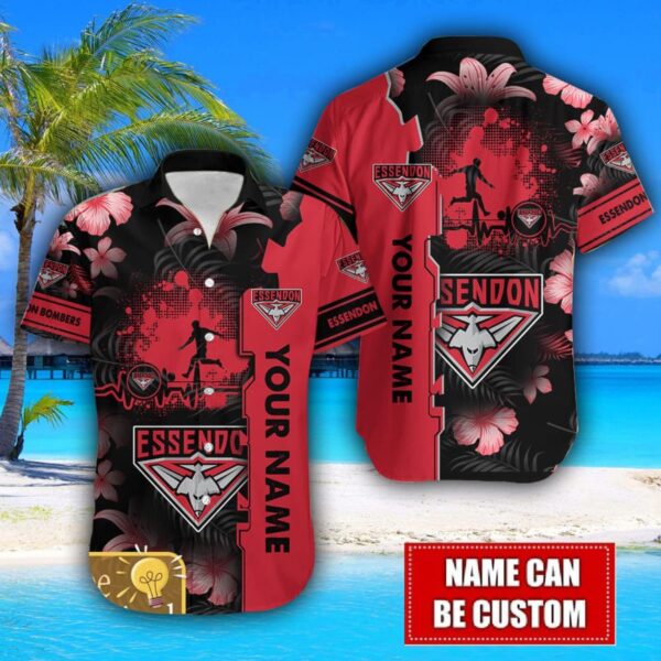 Essendon Bombers Flower Tropical Hawaiian Shirt And Shorts Custom Name For Fans Summer Outfit Product Photo 2