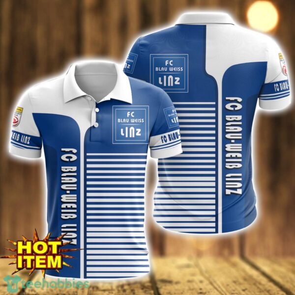 FC Blau-Weiß Linz Striped 3D Polo Shirt For Men Product Photo 1