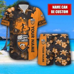 FC Lorient Flower Tropical Hawaiian Shirt And Shorts Custom Name For Fans Summer Outfit Product Photo 1