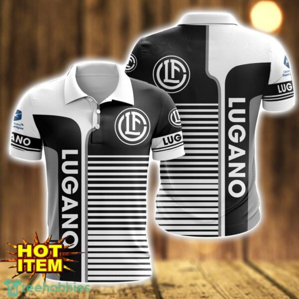 FC Lugano Striped 3D Polo Shirt For Men Product Photo 1