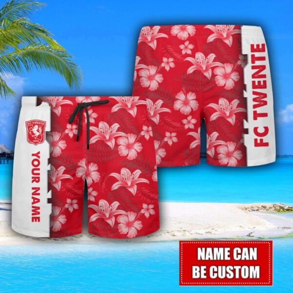 FC Twente Flower Tropical Hawaiian Shirt And Shorts Custom Name For Fans Summer Outfit Product Photo 3