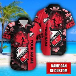 FC Utrecht Flower Tropical Hawaiian Shirt And Shorts Custom Name For Fans Summer Outfit Product Photo 2