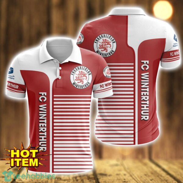 FC Winterthur Striped 3D Polo Shirt For Men Product Photo 1