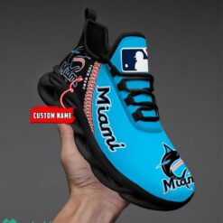 For Fans MLB Miami Marlins Personalized Name Max Soul Sneakers Product Photo 2