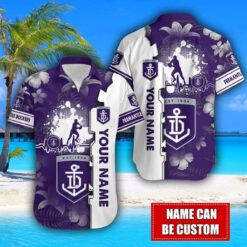 Fremantle Dockers Flower Tropical Hawaiian Shirt And Shorts Custom Name For Fans Summer Outfit Product Photo 2