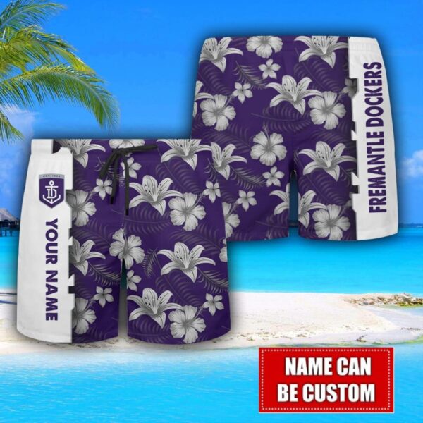 Fremantle Dockers Flower Tropical Hawaiian Shirt And Shorts Custom Name For Fans Summer Outfit Product Photo 3