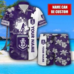 Fremantle Dockers Flower Tropical Hawaiian Shirt And Shorts Custom Name For Fans Summer Outfit Product Photo 1