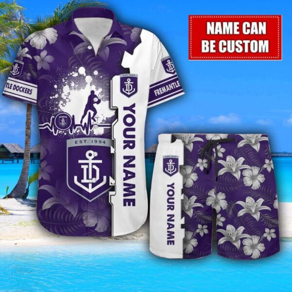 Fremantle Dockers Flower Tropical Hawaiian Shirt And Shorts Custom Name For Fans Summer Outfit Product Photo 1