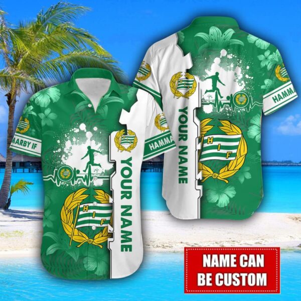 Hammarby IF Flower Tropical Hawaiian Shirt And Shorts Custom Name For Fans Summer Outfit Product Photo 2