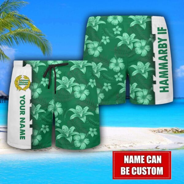 Hammarby IF Flower Tropical Hawaiian Shirt And Shorts Custom Name For Fans Summer Outfit Product Photo 3