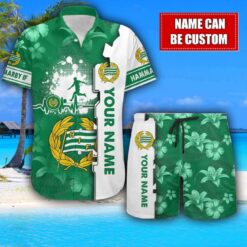 Hammarby IF Flower Tropical Hawaiian Shirt And Shorts Custom Name For Fans Summer Outfit Product Photo 1