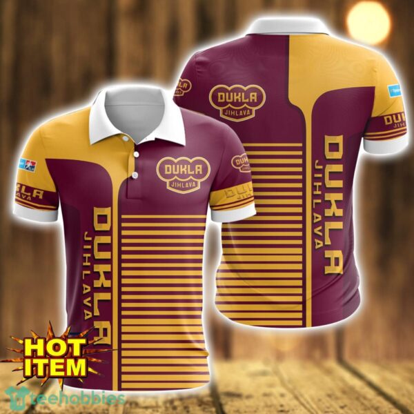 HC Dukla Jihlava Striped 3D Polo Shirt For Men Product Photo 1