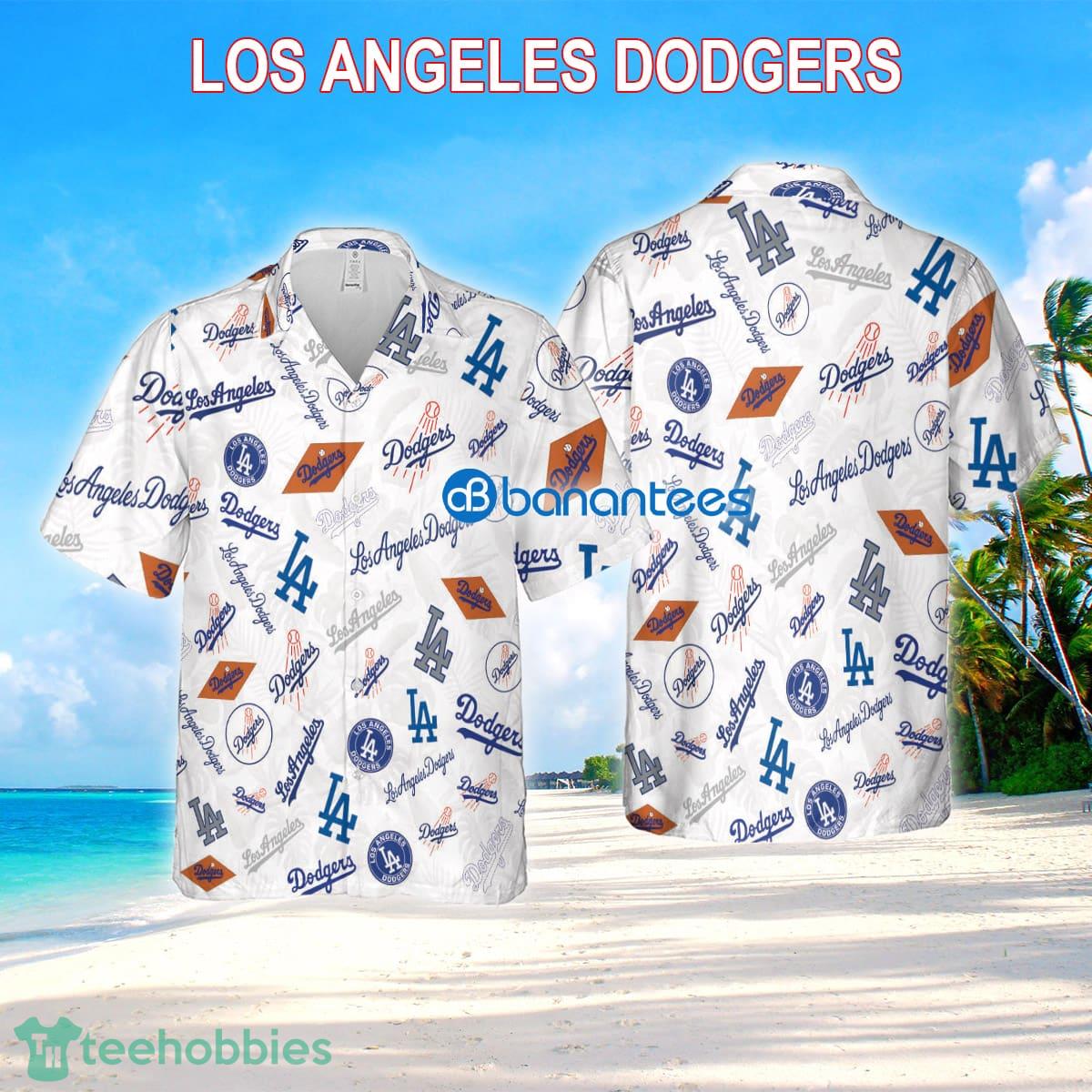 Los Angeles Dodgers 3D Hawaiian Shirt White Pattern Logo New For Beach - Los Angeles Dodgers 3D Hawaiian Shirt White Pattern Logo New For Beach