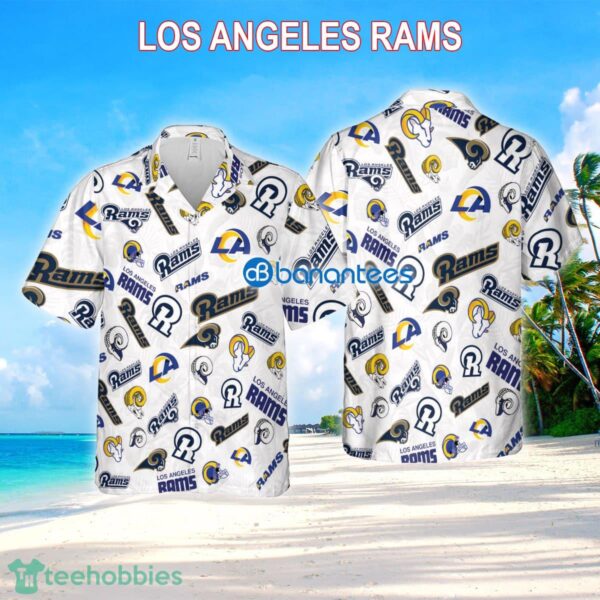 Los Angeles Rams 3D Hawaiian Shirt White Pattern Logo New For Men And Women - Los Angeles Rams 3D Hawaiian Shirt White Pattern Logo New For Men And Women
