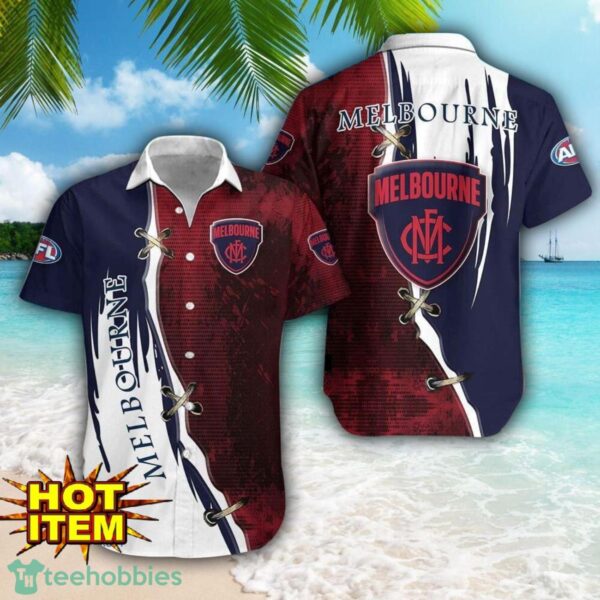 Melbourne Football Club Logo Team Printed 3D Hawaiian Shirt Beach Summer Gift Product Photo 1