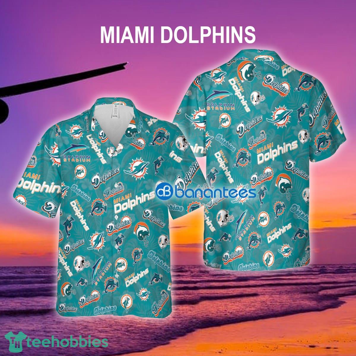 Miami Dolphins Hawaiian Shirt Pattern Logo All Over Print For Beach - Miami Dolphins Hawaiian Shirt Pattern Logo All Over Print For Beach