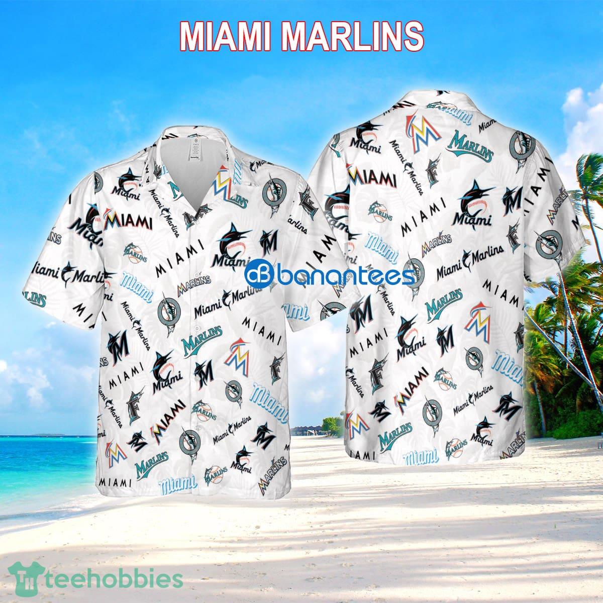Miami Marlins 3D Hawaiian Shirt White Pattern Logo New For Men And Women - Miami Marlins 3D Hawaiian Shirt White Pattern Logo New For Men And Women
