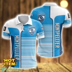 Montpellier Herault Rugby Striped 3D Polo Shirt For Men Product Photo 1