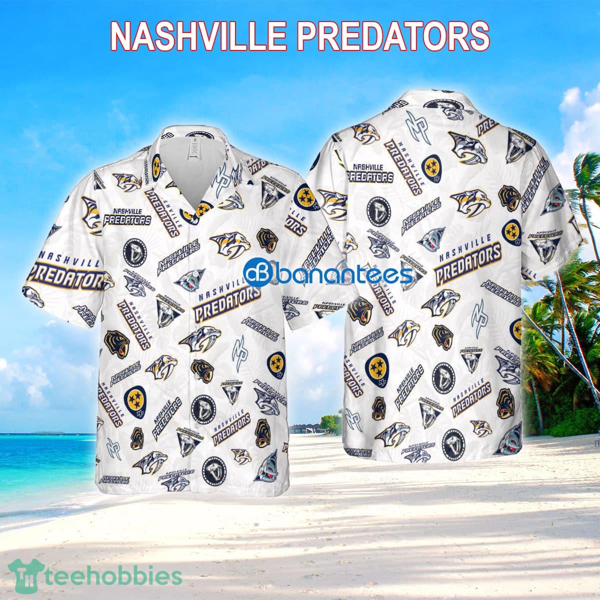 Nashville Predators 3D Hawaiian Shirt White Pattern Logo New AOP Special Gifts - Nashville Predators 3D Hawaiian Shirt White Pattern Logo New AOP Special Gifts