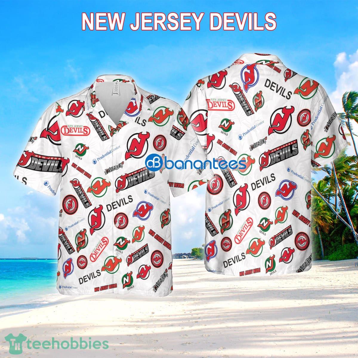 New Jersey Devils 3D Hawaiian Shirt White Pattern Logo New For Beach - New Jersey Devils 3D Hawaiian Shirt White Pattern Logo New For Beach