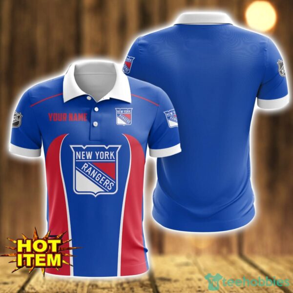 New York Rangers 3D Blue Polo Shirt Personalized Name Gift Ideas For Fans Product Photo 1