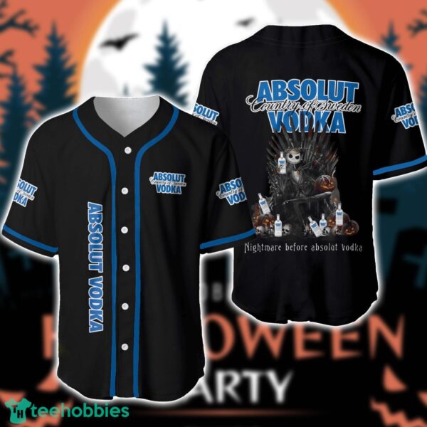Nightmare Before Absolut Vodka Jack Skellington Baseball Jersey Shirt Special Halloween Gift Product Photo 1