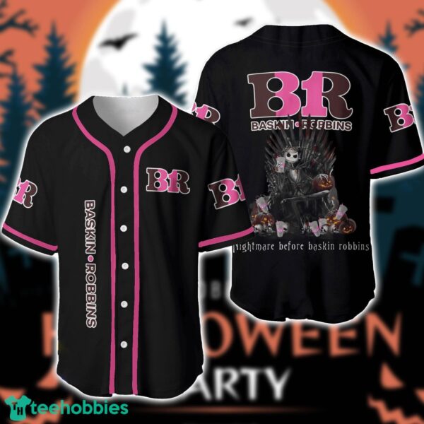 Nightmare Before Baskin Robbins Jack Skellington Baseball Jersey Shirt Special Halloween Gift Product Photo 1