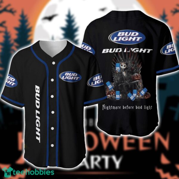 Nightmare Before Bud Light Jack Skellington Baseball Jersey Shirt Special Halloween Gift Product Photo 1
